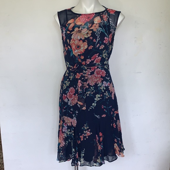 Roz & Ali Dresses & Skirts - Roz & Ali Navy Blue Floral Dress